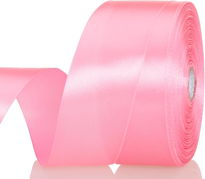 1 1/2 Inch Flamingo Pink Solid Satin Ribbon, 50 Yards Craft Fabric Ribbon by YASEO