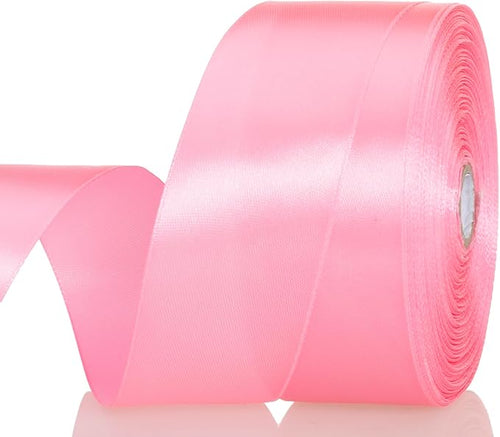 1 1/2 Inch Flamingo Pink Solid Satin Ribbon, 50 Yards Craft Fabric Ribbon by YASEO
