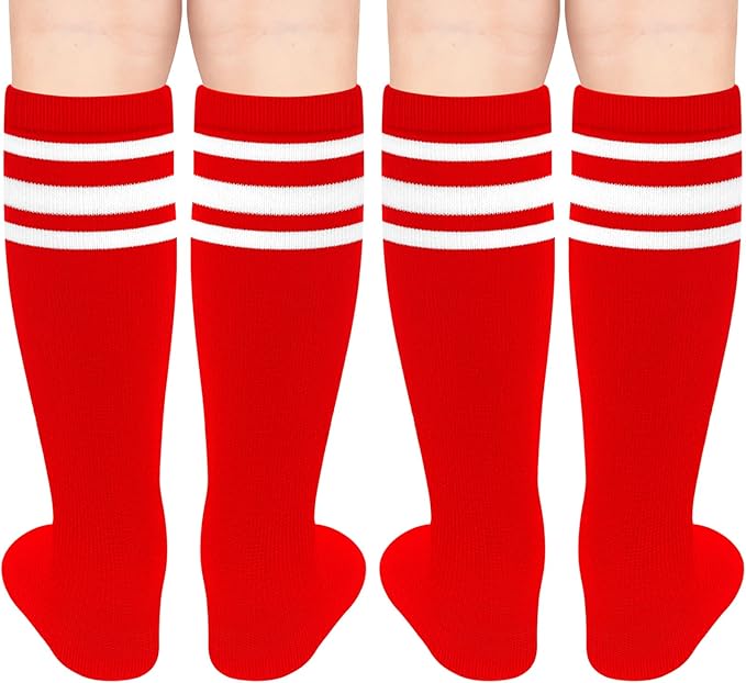 Sarfel Kids Soccer Socks Toddler Soccer Socks Girls Boys Soccer Socks Kids Tube Socks with Stripes Toddler Knee High Socks