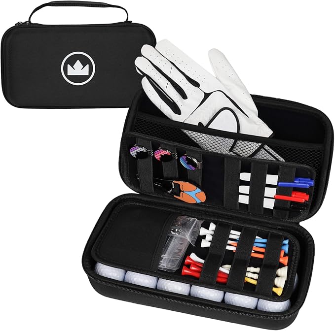 Craftsman Golf Glove Holder Case with Glove Shaper Portable Golf Accessories Organizer for Tees,Balls,Divot Tools,Ball Marker Golf Bag Accessories Golf Gift for Men/Women
