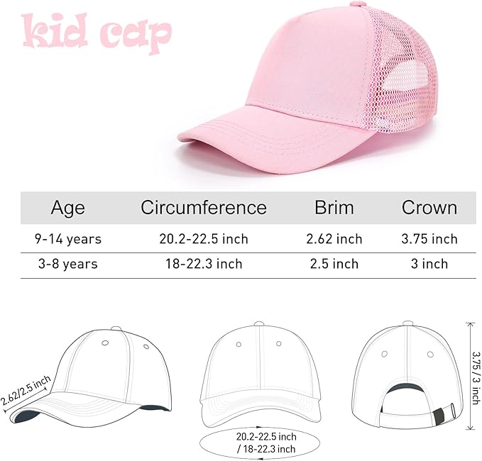 Edoneery Baseball Cap for Kids-Adjustable Washed Cotton Golf Toddler Hat for Boys & Girls