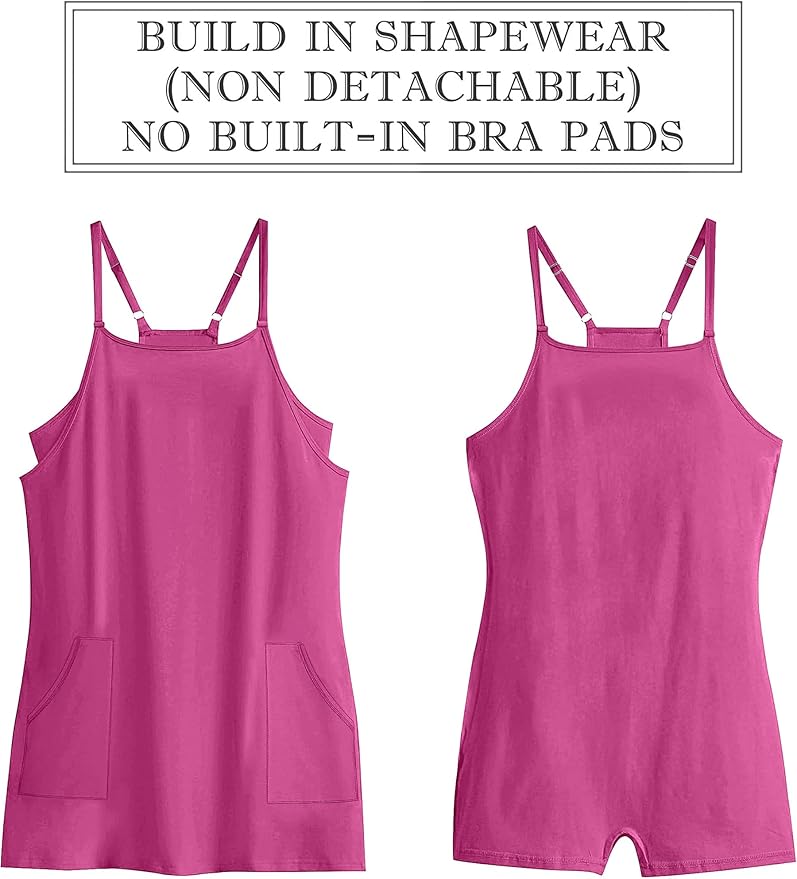 ANRABESS Women Summer Dress 2026 Beach Vacation Outfits Tennis Athletic Workout Romper Dress Built in Shorts Travel Clothes