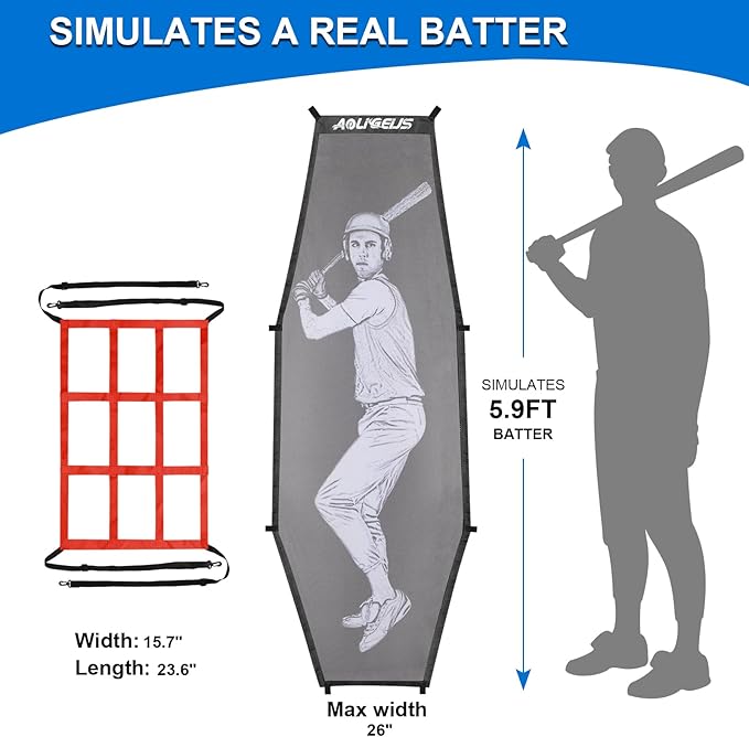 Baseball Softball Batter Dummy,Pitching Target,with Adjustable Strike Zone Attachment,Pitching Aid for Improved Accuracy