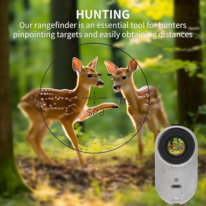 Golf Rangefinder with Slope, 1200 Yards Laser Rangefinder, 7X Magnification, Rechargeable, Flag Pole Locking Vibration, Integrated Magnet, Golf Accessories for Men & Women