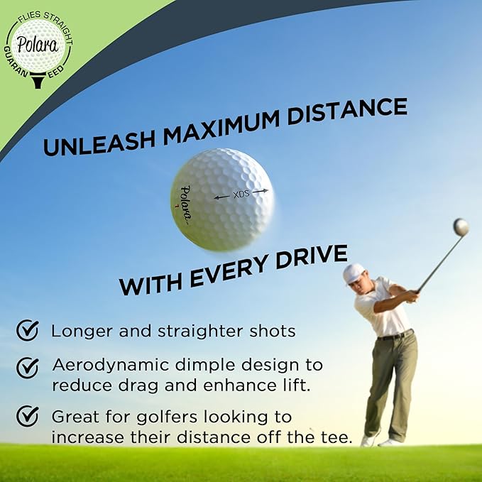 Polara Self-Correcting Golf Balls – High-Performance Golf Balls with Soft Feel, Anti-Slice & Hook Correction, Exceeds USGA Limits, Dimple Design for Maximum Distance, Golf Accessories for Men & Women
