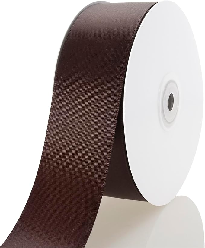 1 1/2 Inch Brown Ribbon, 50 Yards Craft Polyester Satin Ribbon Perfect by Unknown