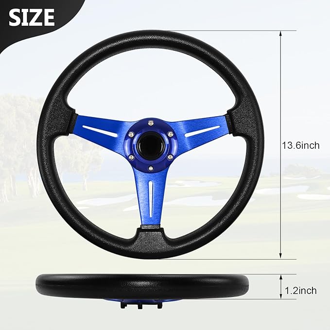 LOSCHEN Golf Cart Steering Wheel Universal Design for Club Car Ds and Precedent EZGO RXV & TXT, for Yamaha Golf Cart Steering Wheel