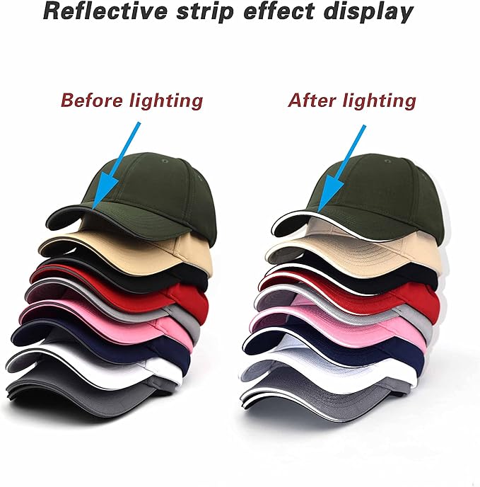 TSSGBL Men's Plain Baseball Hat - OSFM & XXL Big Head Fit，Adjustable Structured Ball Cap with Reflective Sandwich Brim