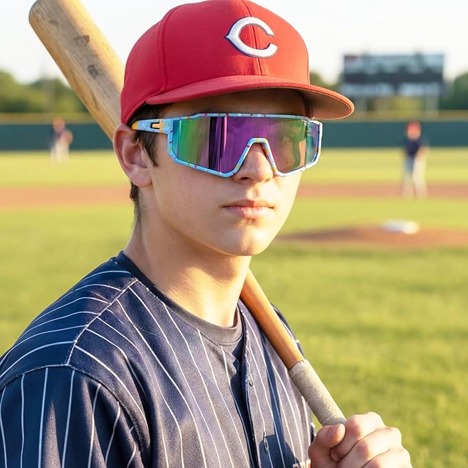 Kingdder 3 Pcs Baseball Ice Cream Drip Sunglasses for Youth Sunglasses for Sport Softball Cycling Baseball Golf