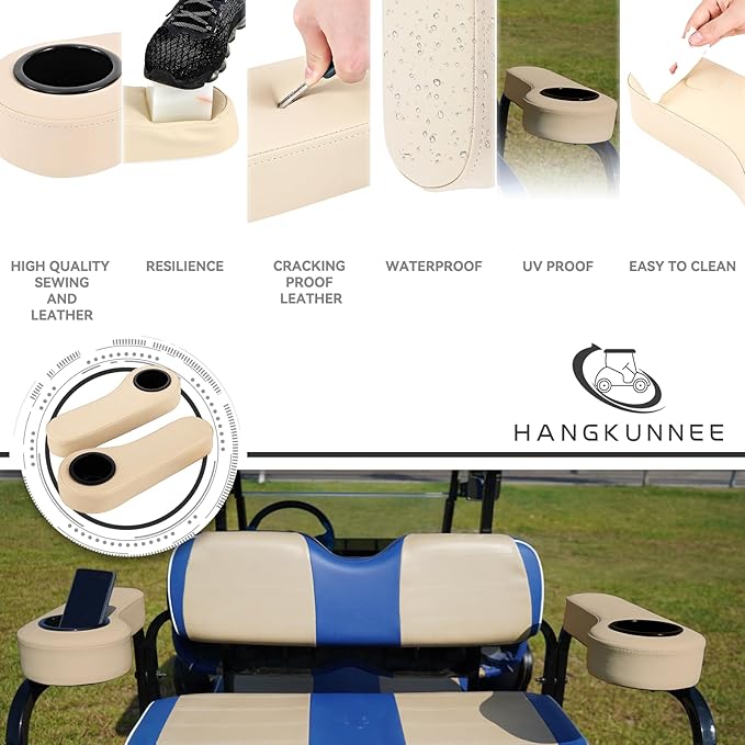 Golf Cart Armrest with Cup Holder for Rear Seat kit