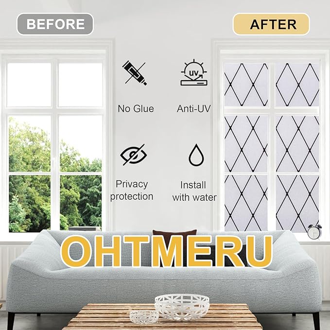 Window Privacy Film Decorative for Front Door, Bathroom Static Cling Stained - Image 3