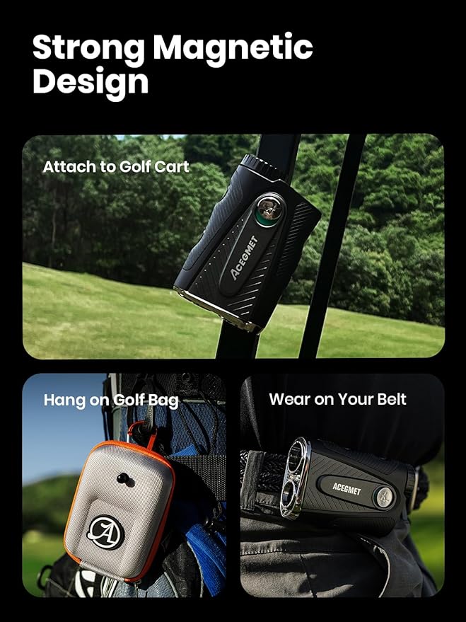 ACEGMET PFS5 Golf Rangefinder with Slope & Coach Mode, 1300 Yards Laser Range Finder, 7X Mag Dual Display, 0.1s Flag Lock with Vibration, Magnetic, ±1 Yard Accuracy, Hybrid Charging for Golfers