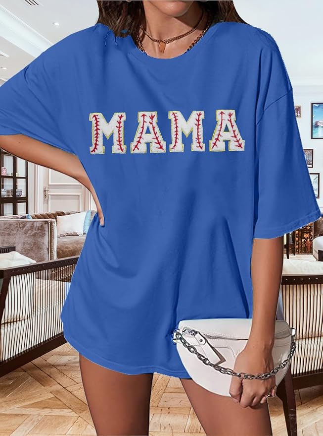 Baseball Mom Shirt Women Baseball Shirt Oversized Chenille Game Day Tops Sports Fan Gift Clothes