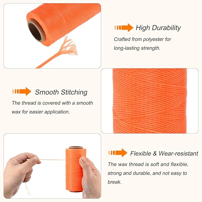 MECCANIXITY Waxed Thread, 197 Yard 1mm 210D Flat Wax Thread Polyester Waxed - Image 3
