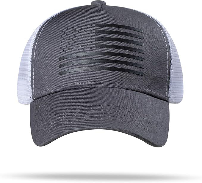 American Flag Trucker Hat - Snapback Hat, Baseball Cap for Men Women - Breathable Mesh Side, Adjustable Fit - for Casual Wear