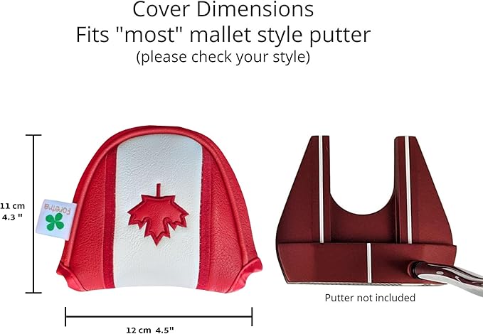 Foretra Driver Headcover Golf Club Covers Blade Mallet Putter Cover Alignment Stick Holder Hybrid Fairway Wood Head Cover Canada Flag Style Novelty Golf Accessories for Most Brands