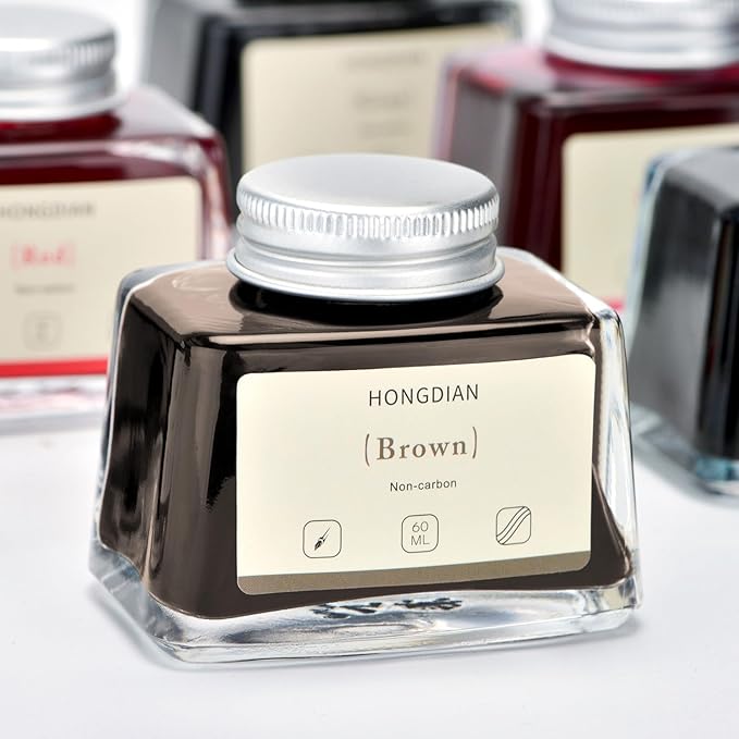 Asvine Hongdian Fountain Pen Bottled Ink Brown, 60ml Fountain Pen Ink Bottled - Image 3