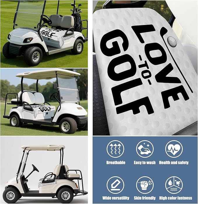 Golf Cart Seat Covers, Golf Cart Seat Towel Blanket for 2-Seat Golf Carts, Breathable Golf Cart Seat Cushions Golf Club Car Accessories 51'' x 31''