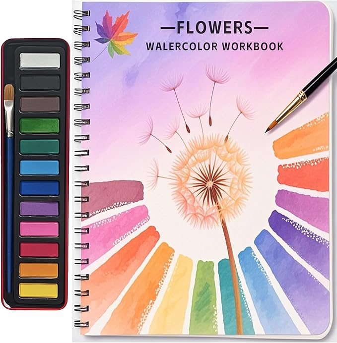 Watercolor Workbooks, Beginner Watercolor Painting Kit – 12 Colors Paint Set by Unknown