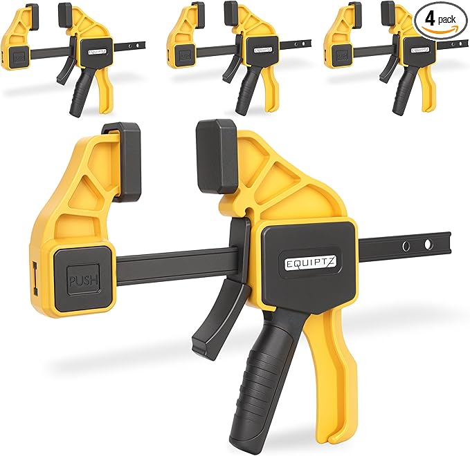 6 inch Bar Clamps for Woodworking – 4 Pack Quick Grip Clamps Set by EQUIPTZ