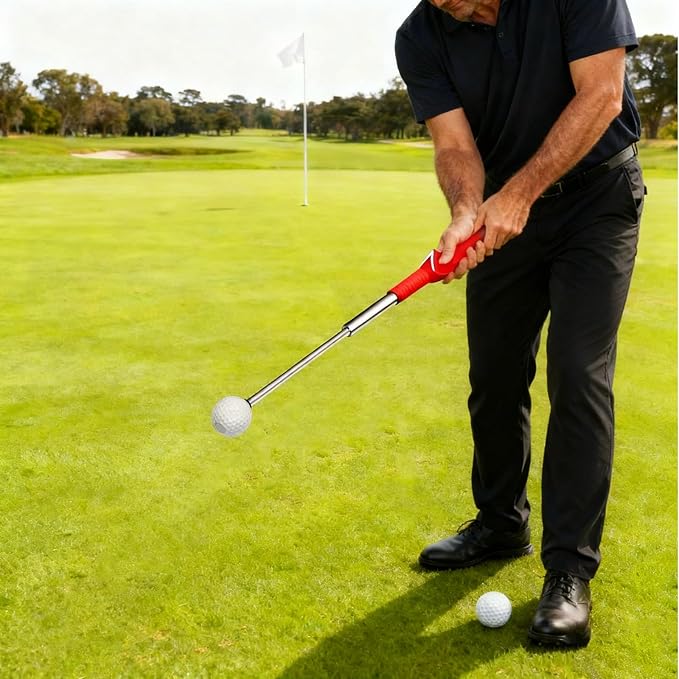 Retractable Golf Swing Training Aid – Golf Swing Trainer with Ergonomic Grip & Audible Feedback | Golf Swing Corrector for Tempo, Balance & Accuracy | Indoor & Outdoor Golf Practice Tool