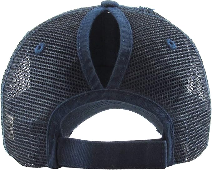 Classic Plain Ponytail Messy High Bun Headwear Adjustable Cotton Trucker Mesh Glitter Hat Baseball Cap