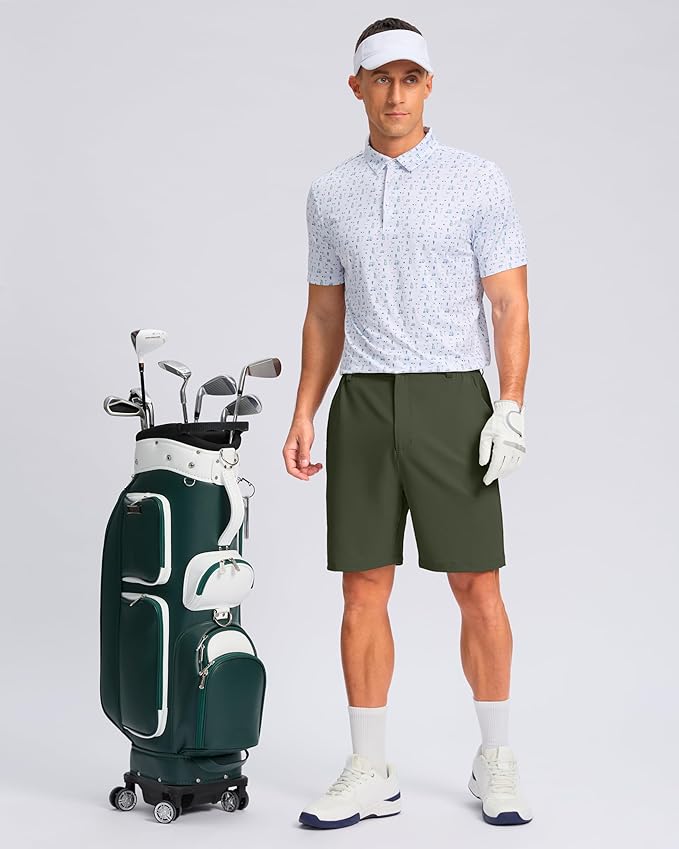 Pudolla Men's Casual Shorts 7"/9"/5" Lightweight Golf Shorts with 3 Pockets Stretch Quick Dry Comfy Work Shorts