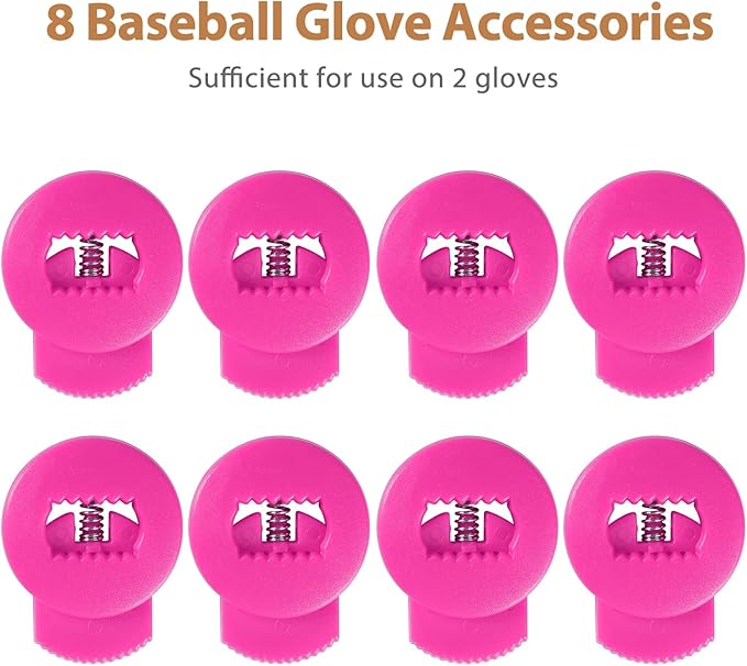 Glove Locks, 8-Pack Baseball/Softball Glove Lace Locks – Vibrant Colors, No Retie Knots, Spring-Lock Tech, Durable Design.