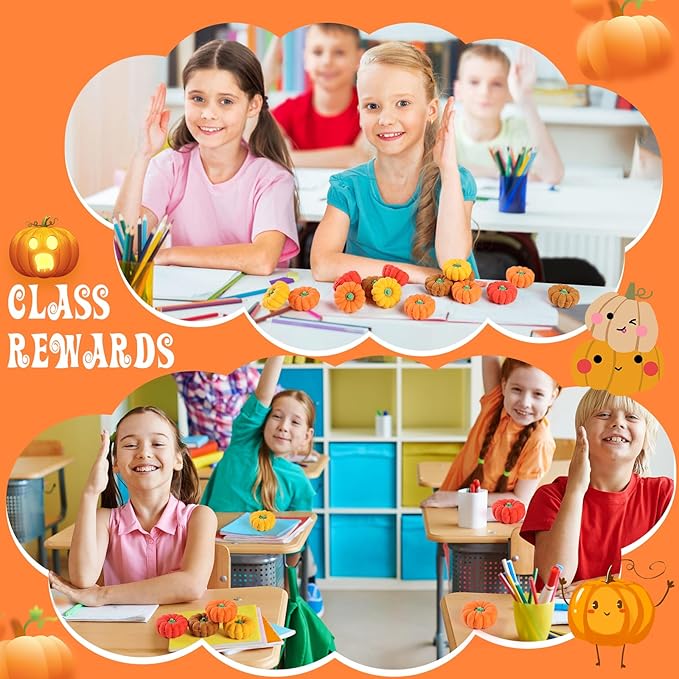 44Pcs 3D Pumpkin Erasers Bulk, Halloween Fall Mini Erasers - Image 7