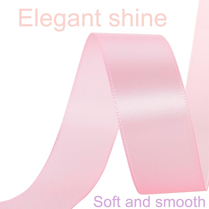 1 Inch Light Pink Ribbon, 50 Yards Craft Polyester Satin Ribbon Perfect - Image 3
