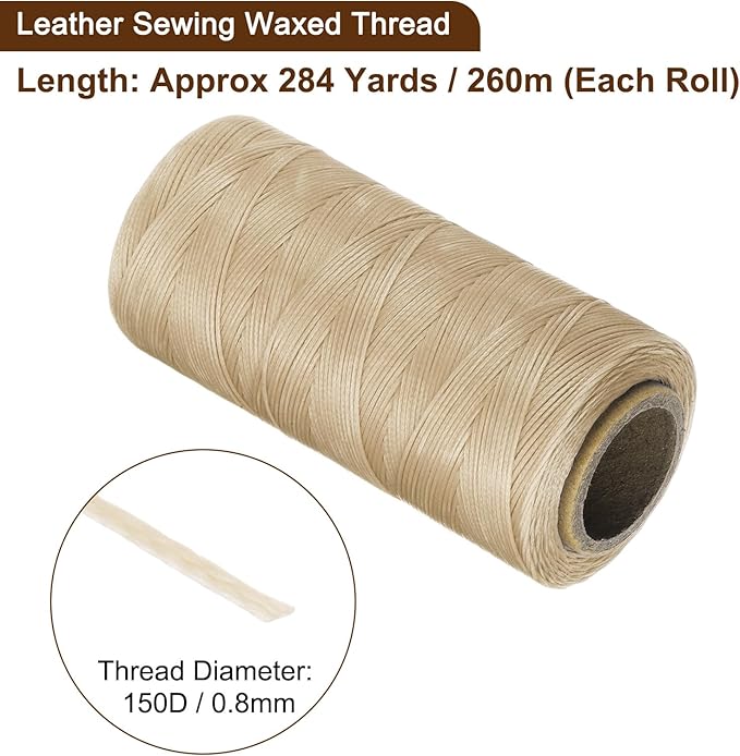 uxcell 150D 0.8mm Flat Waxed Thread 284 Yards Polyester Leather Sewing Waxed - Image 3
