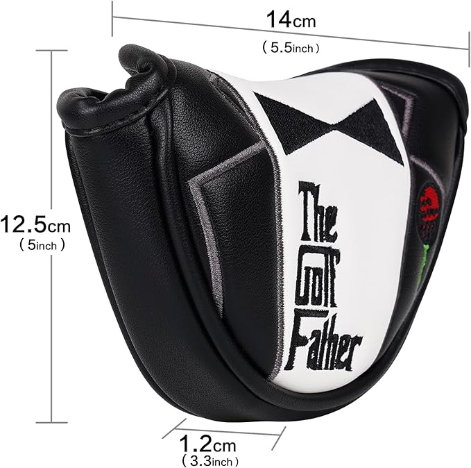 The Golf Father Funny Golf Club Covers, Driver Fairway Wood Hybrid Headcover, Mallet Putter Covers Blade Headcovers Putter Cover Magnetic, Black and White Color Iron Covers for Most Brands