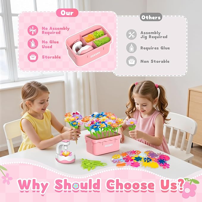Deesry Fabric Flower Bouquets Toys, Storable Flower Making Kit - Image 3