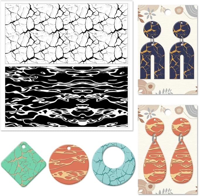 CHGCRAFT Natural Texture Polymer Clay Texture Sheets Cracks Water Pattern by chgcraft