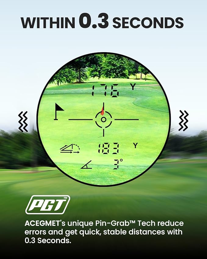 ACEGMET PF2C Golf Rangefinder with Slope, 0.3s Flag Pole Locking Vibration, ±1yd Accuracy, 1100 Yards Rechargeable Laser Range Finder Golf with Magnetic, Golf Accessories for Men