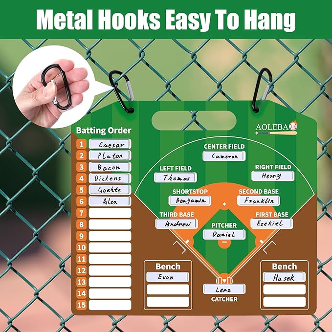 AOLEBA Baseball Lineup Board for Dugout,Dry Erase Magnetic Metal Baseball Clipboard for Coaches