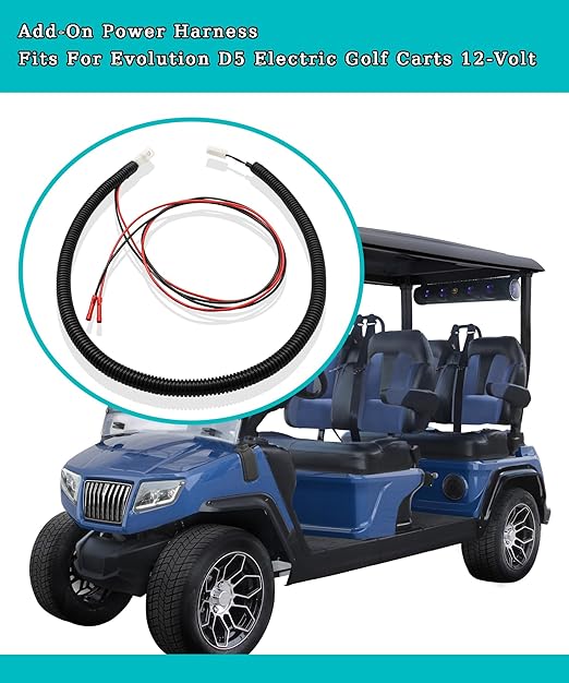 Add-On Power Harness Fits for Evolution D5 Electric Golf Car Accessories, 12-Volt LED Lighting Kits