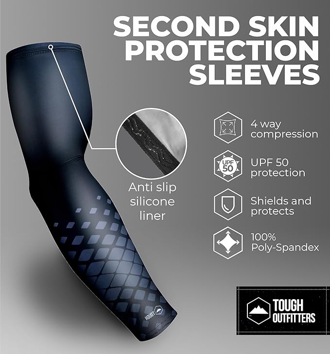 Tough Outdoors Baseball Arm Sleeve Youth & Adults - Compression Arm Sleeves for Kids Boys & Girls Men & Women - Football