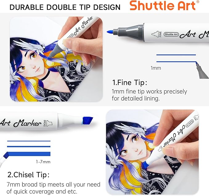 Shuttle Art 240 Colors Alcohol Markers, 239 Colors Dual Tip Art Marker Set Plus - Image 3