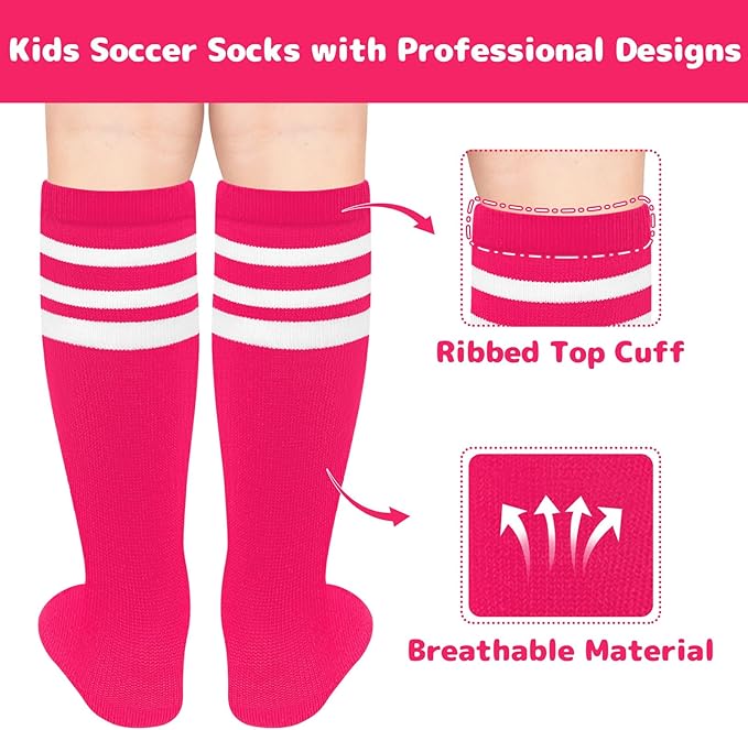 Olreco 1 Pack Toddler Kids Youth Soccer Socks Girls Boys Baseball Socks Youth Knee High Softball Football Accessories Cotton