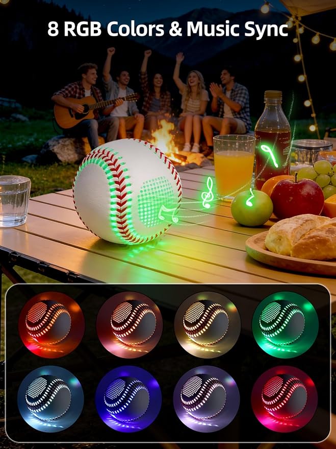 Light Up & Glow-in-The-Dark Baseball with Bluetooth Speaker, Sports Gifts for Baseball Fans, Boys 8-12, Teens & Adults, Unique Accessories