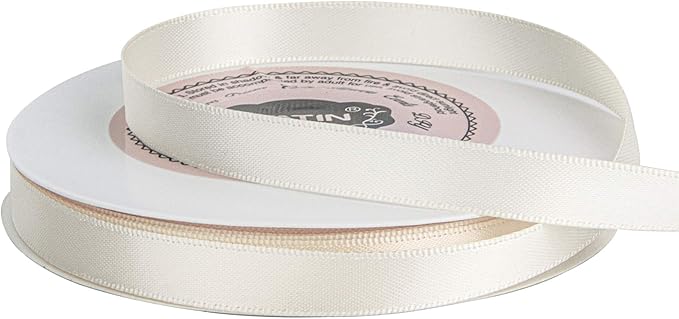 VATIN Double Face Cream Satin Ribbon 3/8" Continuous 50 Yards, Cream Polyester - Image 5