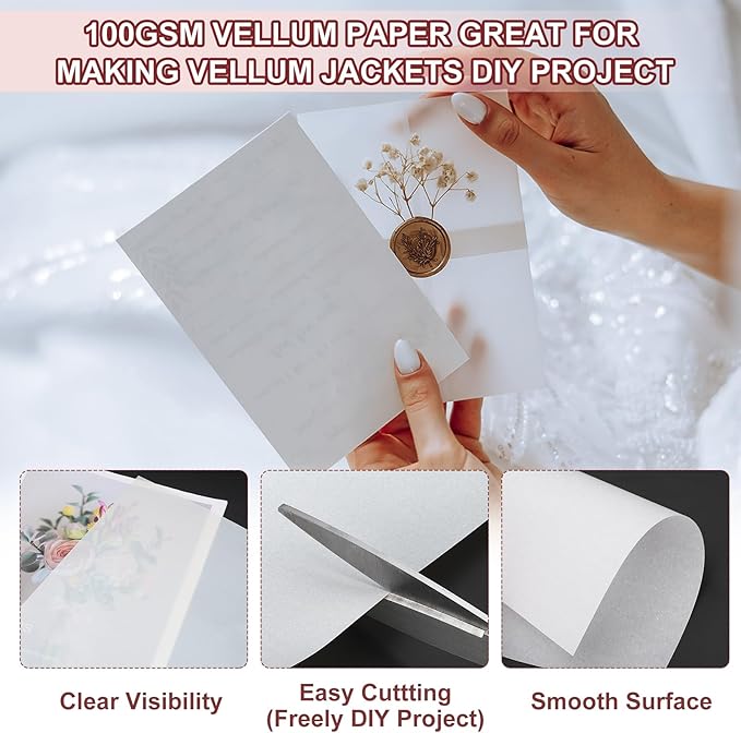PATIKIL 30 Sheets Vellum Paper 8.5x11inches, Printable Translucent Paper 100GSM - Image 3