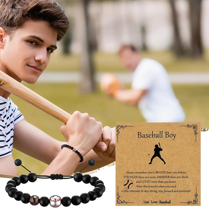 12 Set Sport Adjustable Beaded Bracelets Gifts Football Softball Soccer Volleyball Golf Basketball Hockey Bracelets for Women Men Adjustable Beaded Accessories