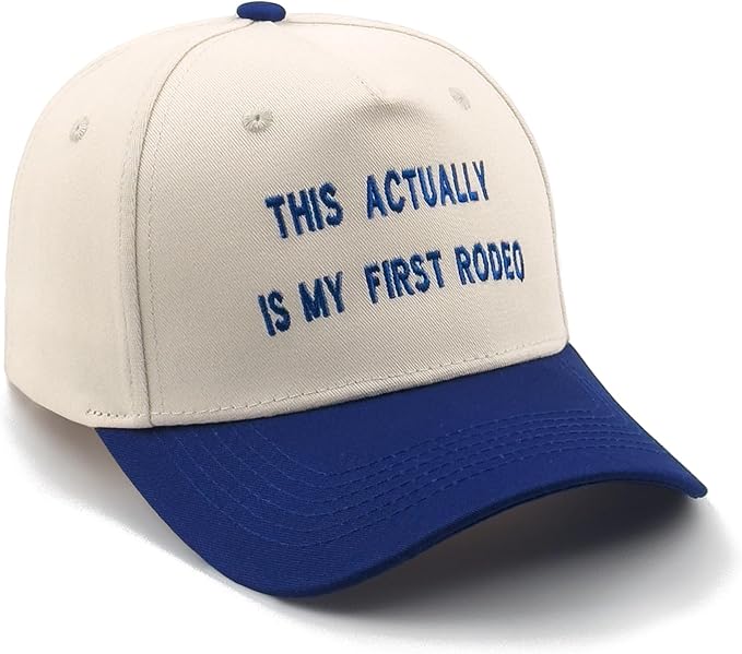Two-Tone Cotton Baseball Cap with Embroidered Western Sayings - Adjustable Cowboy Style Hat for Men and Women