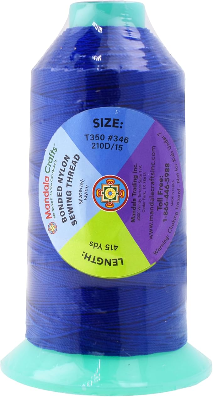 Mandala Crafts Bonded Nylon Thread Royal Blue Heavy Duty Sewing Threads - Image 3