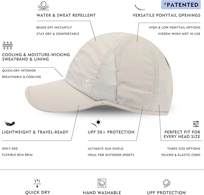 TOP-EX Cooling UV 50 High Ponytail Baseball Cap for Women - Most Women Start with S/M - Breathable for Running Golf Sports