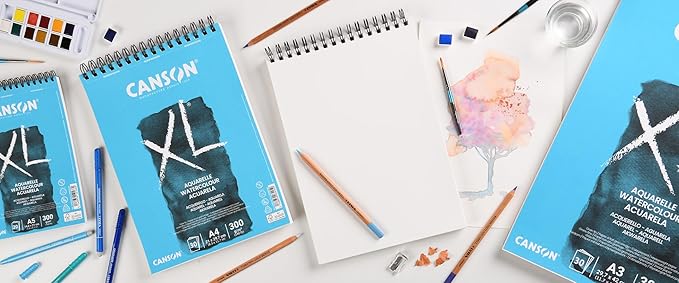 CANSON XL Watercolour 300gsm A5 Paper, Cold Pressed, Spiral Pad Short Side - Image 5