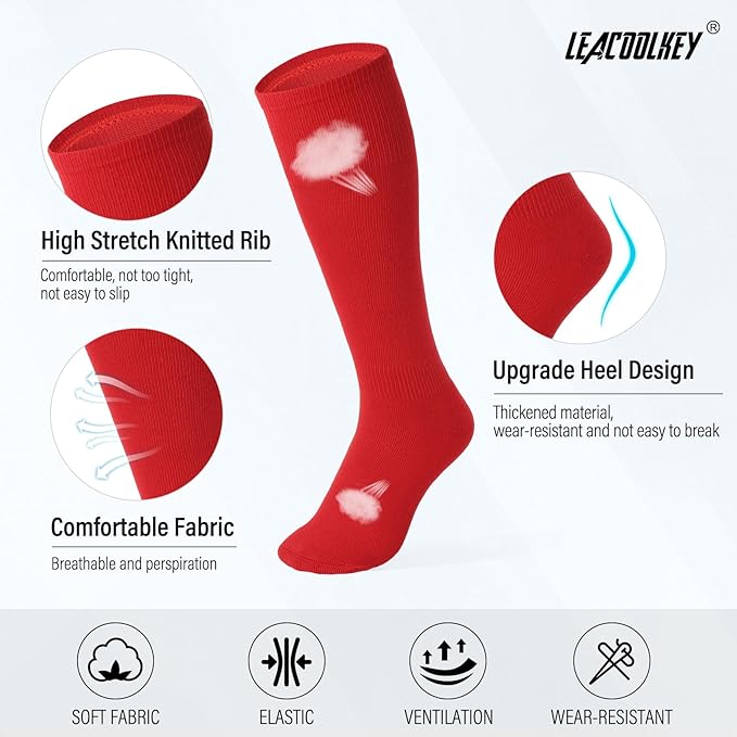 LEACOOLKEY Baseball Belt and Socks Combo Set Adjustable Softball Socks and Elastic Belt for Youth and Adult