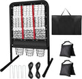 9 Hole Pitching Net with Strike Zone and Handbag, 2X3' Fixed by 4 Ground Stakes or 2 Sandbags. Adjustable Heights(39-46in) for Pitching Target Net